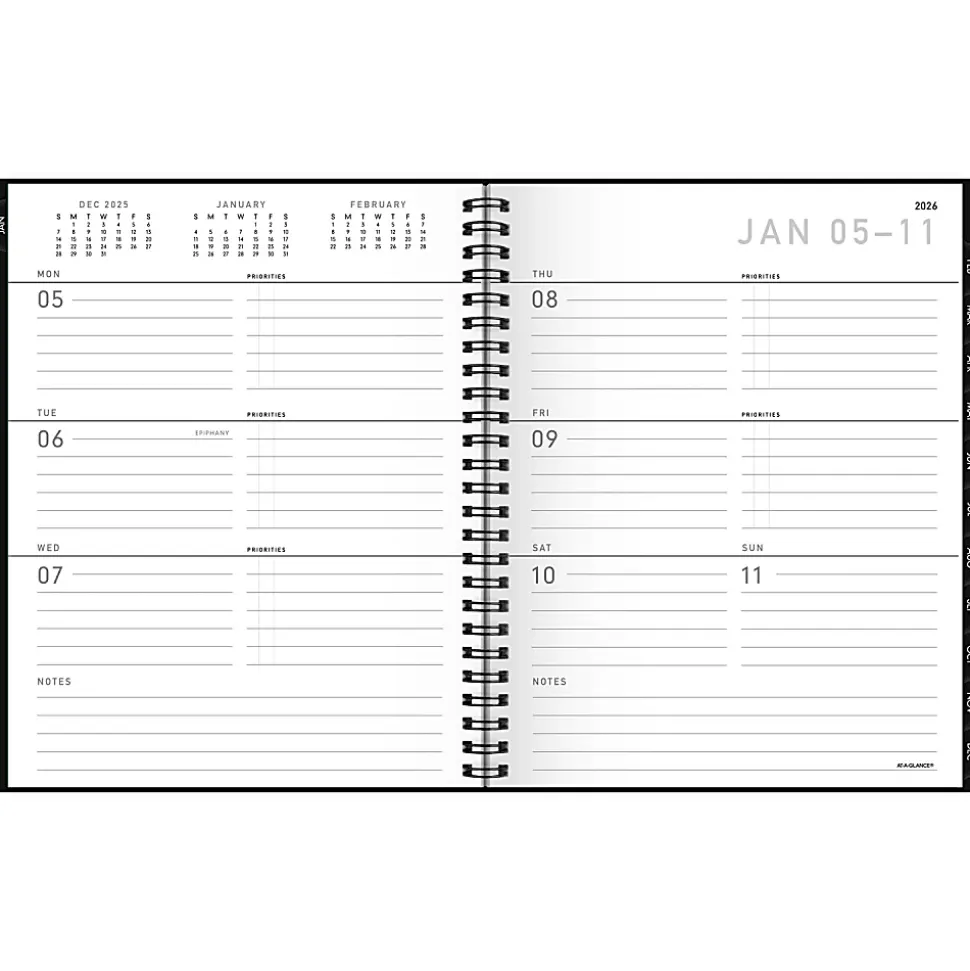 AT-A-GLANCE® Contemporary Lite 2026 Weekly Monthly Planner, Black, Medium, 7" x 8 3/4"