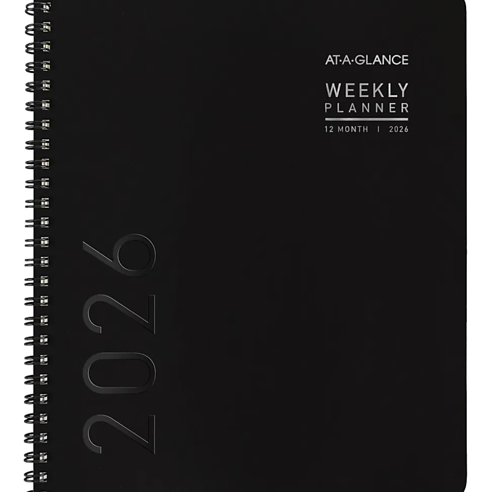 AT-A-GLANCE® Contemporary Lite 2026 Weekly Monthly Planner, Black, Medium, 7" x 8 3/4"