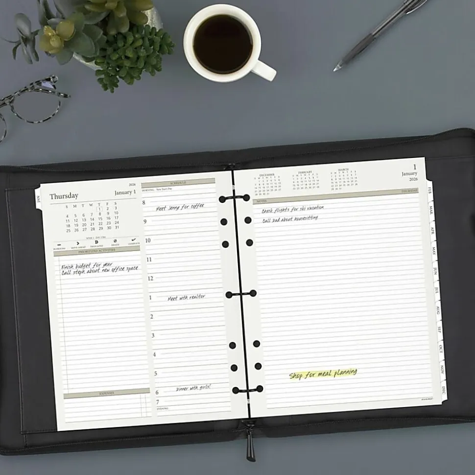 AT-A-GLANCE® 2026 Daily Planner Two Pages Per Day Refill, Loose-Leaf, Folio Size, 8 1/2" x 11"