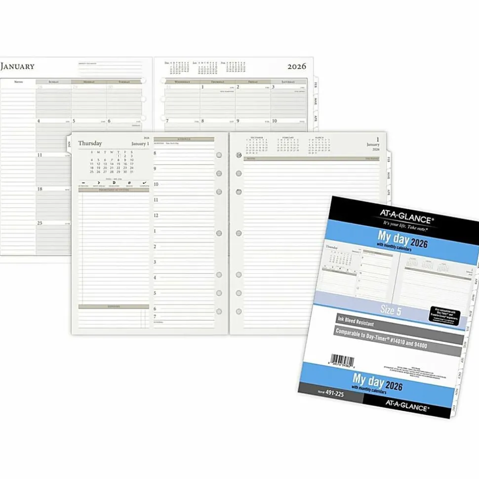 AT-A-GLANCE® 2026 Daily Planner Two Pages Per Day Refill, Loose-Leaf, Folio Size, 8 1/2" x 11"