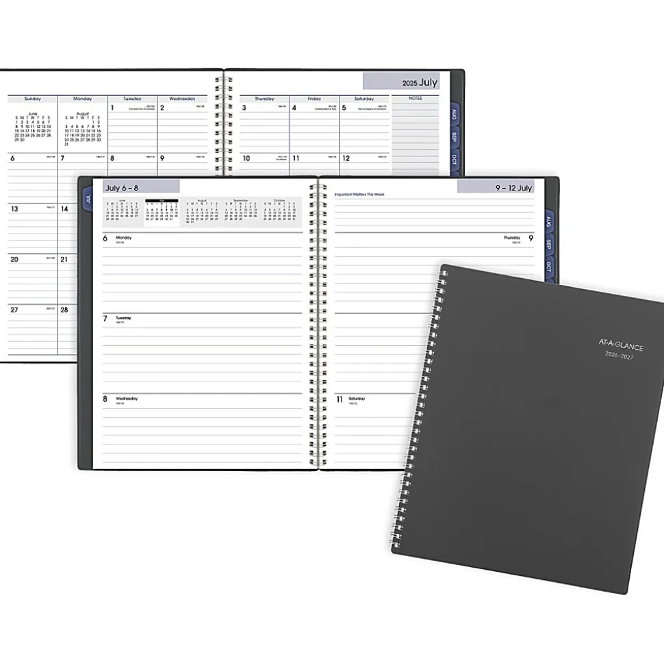 AT-A-GLANCE® DayMinder® Academic 2026-2027 Weekly Monthly Planner, Charcoal, Large, 8 1/2" x 11"