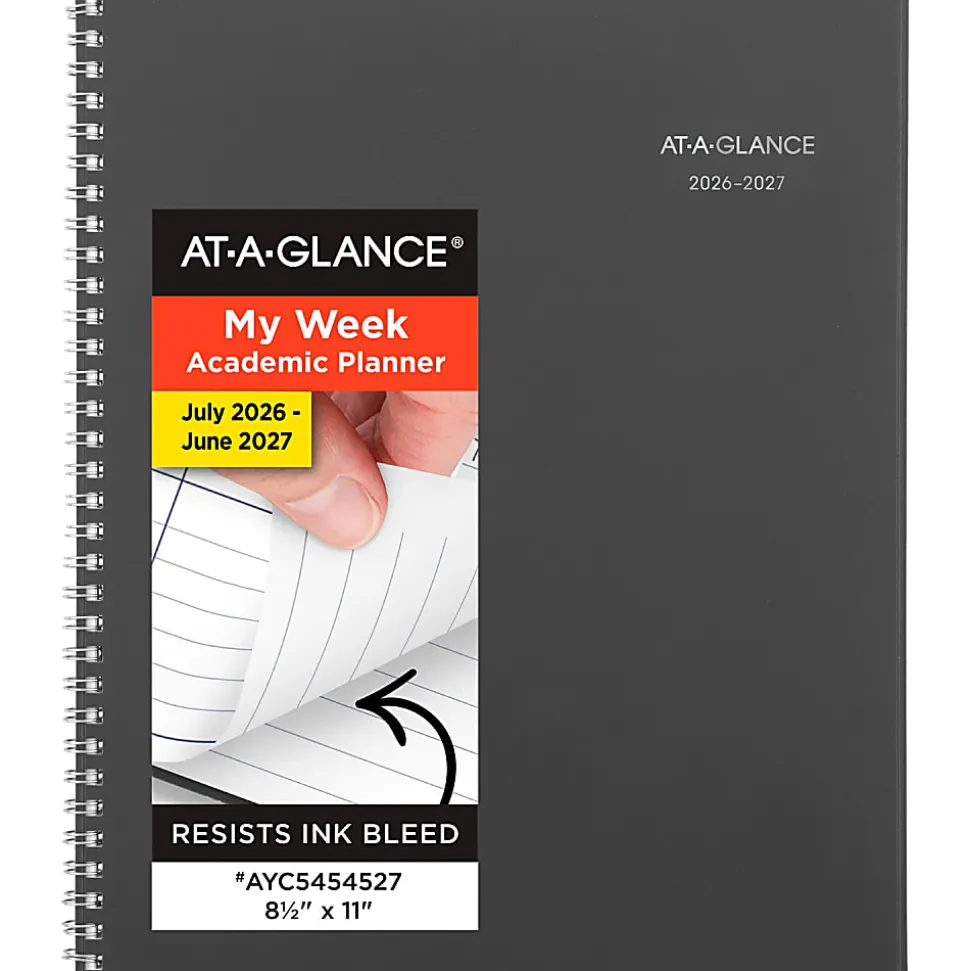 AT-A-GLANCE® DayMinder® Academic 2026-2027 Weekly Monthly Planner, Charcoal, Large, 8 1/2" x 11"