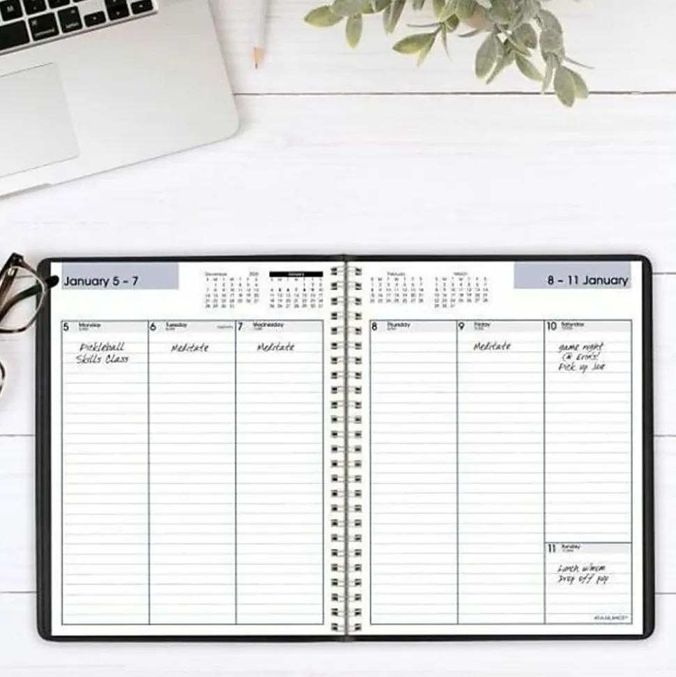AT-A-GLANCE® DayMinder® 2026 Column Style Weekly Planner, Black, Medium, 7" x 8 3/4"