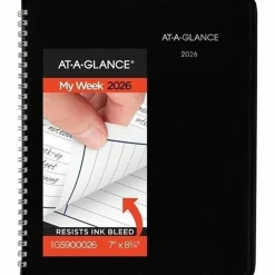 AT-A-GLANCE® DayMinder® 2026 Column Style Weekly Planner, Black, Medium, 7