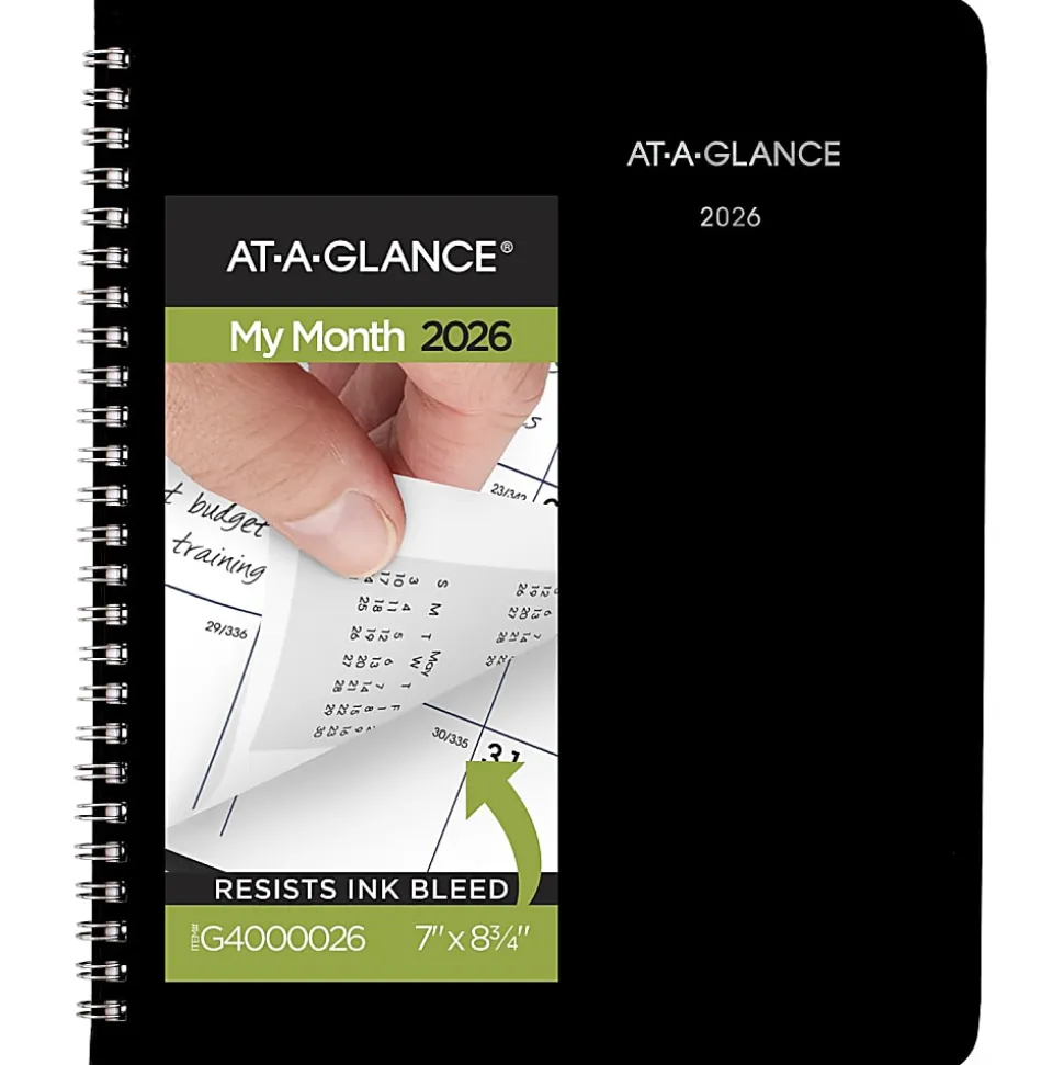 AT-A-GLANCE® DayMinder® 2026 Monthly Planner, Black, Medium, 7" x 8 3/4"