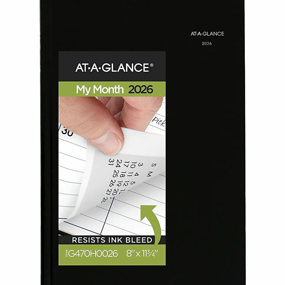 AT-A-GLANCE® DayMinder® 2026 Monthly Planner, Hardcover, Black, Large, 8" x 11 3/4"