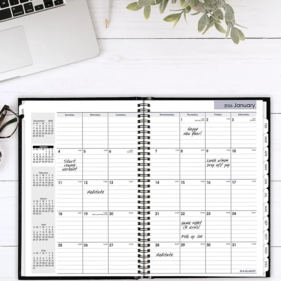 AT-A-GLANCE® DayMinder® 2026 Monthly Planner, Hardcover, Black, Large, 8" x 11 3/4"