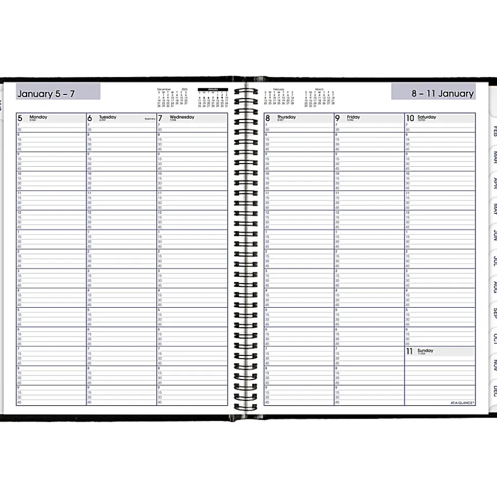 AT-A-GLANCE® DayMinder® 2026 Weekly Appointment Book Planner, Hardcover, Black, Large, 8" x 11"