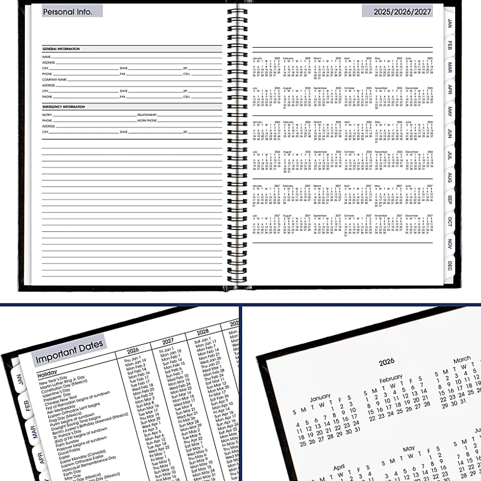 AT-A-GLANCE® DayMinder® 2026 Weekly Appointment Book Planner, Hardcover, Black, Large, 8" x 11"