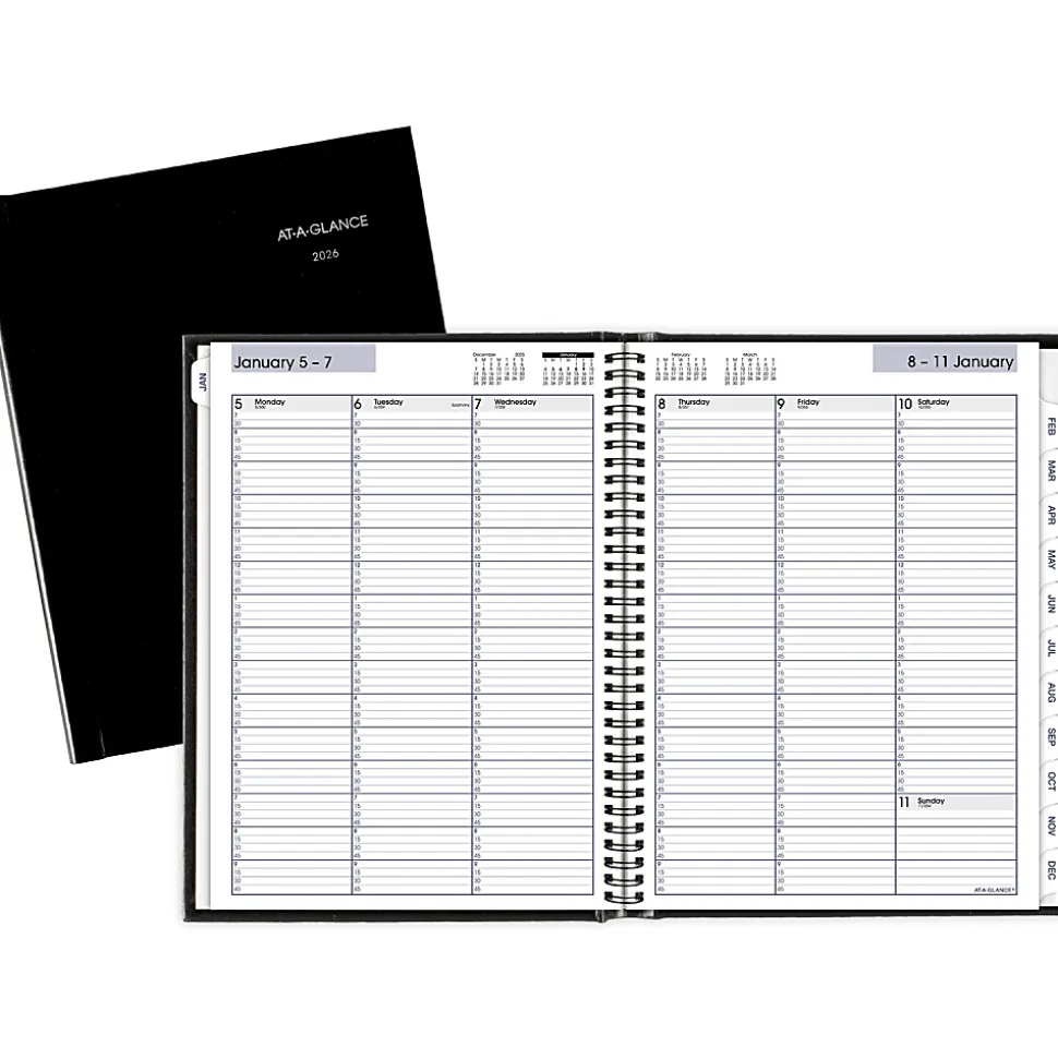 AT-A-GLANCE® DayMinder® 2026 Weekly Appointment Book Planner, Hardcover, Black, Large, 8" x 11"