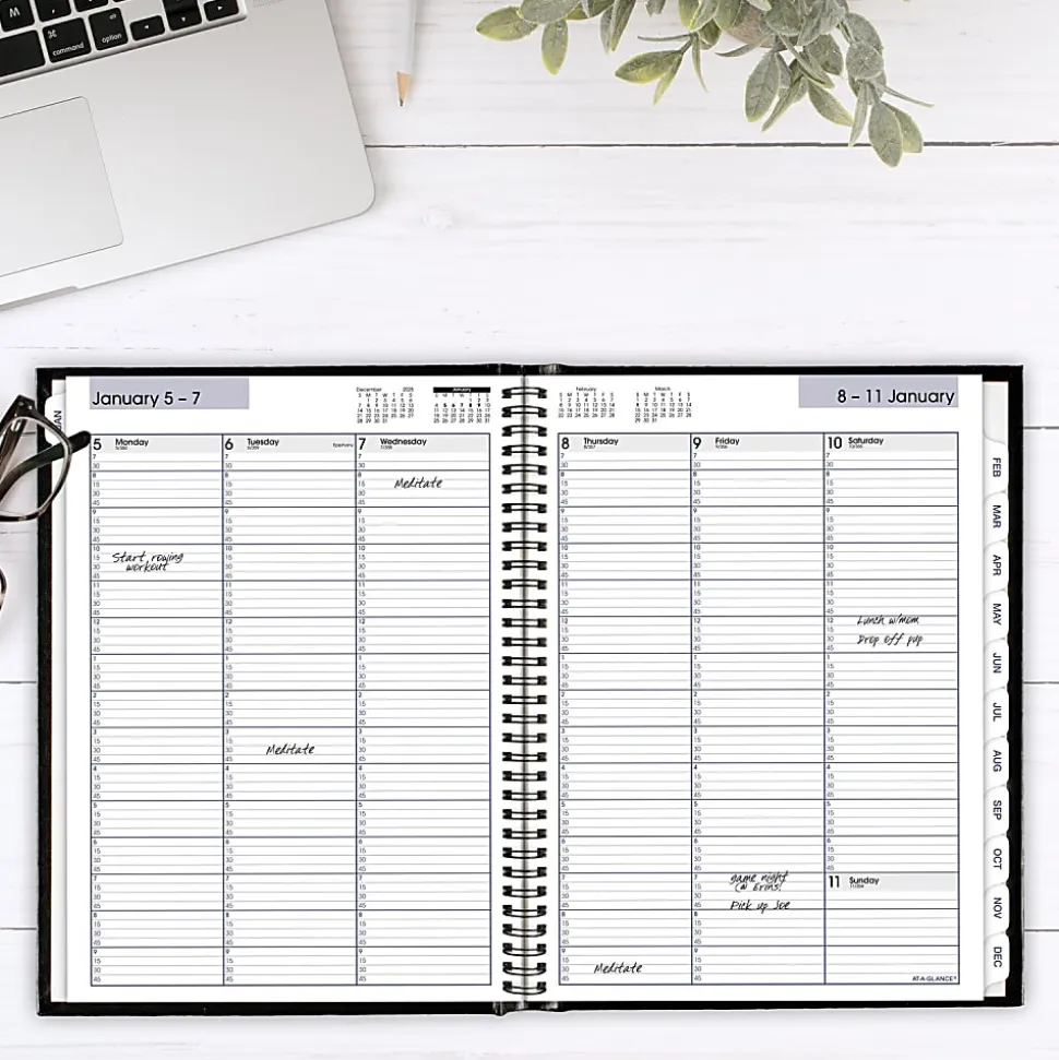 AT-A-GLANCE® DayMinder® 2026 Weekly Appointment Book Planner, Hardcover, Black, Large, 8" x 11"