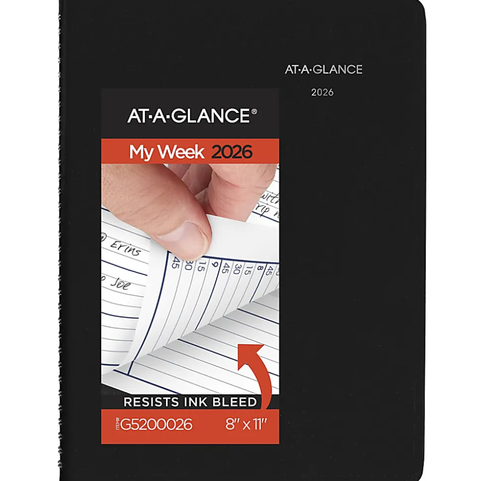 AT-A-GLANCE® DayMinder® 2026 Weekly Appointment Book Planner, Black, Large, 8" x 11"