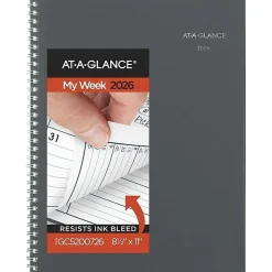 AT-A-GLANCE® DayMinder® 2026 Weekly Monthly Appointment Book Planner, Gray, Large, 8 1/2