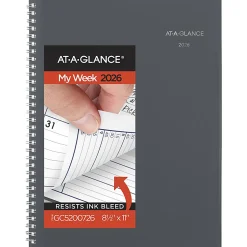 AT-A-GLANCE® DayMinder® 2026 Weekly Monthly Appointment Book Planner, Gray, Large, 8 1/2