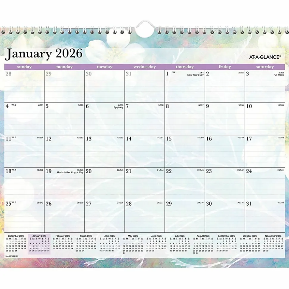 AT-A-GLANCE® Dreams 2026 Monthly Wall Calendar, Medium, 15" x 12"