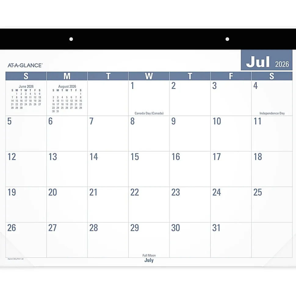 AT-A-GLANCE® Easy-to-Read Academic 2026-2027 Monthly Desk Pad Calendar, Standard, 21 3/4" x 17"