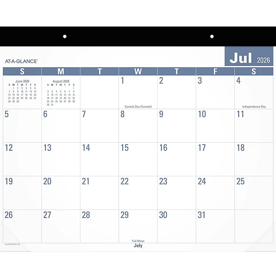 AT-A-GLANCE® Easy-to-Read Academic 2026-2027 Monthly Desk Pad Calendar, Standard, 21 3/4" x 17"