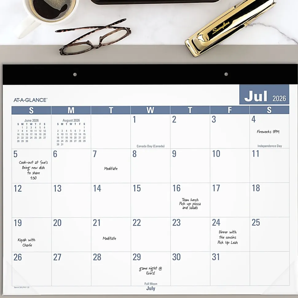 AT-A-GLANCE® Easy-to-Read Academic 2026-2027 Monthly Desk Pad Calendar, Standard, 21 3/4" x 17"