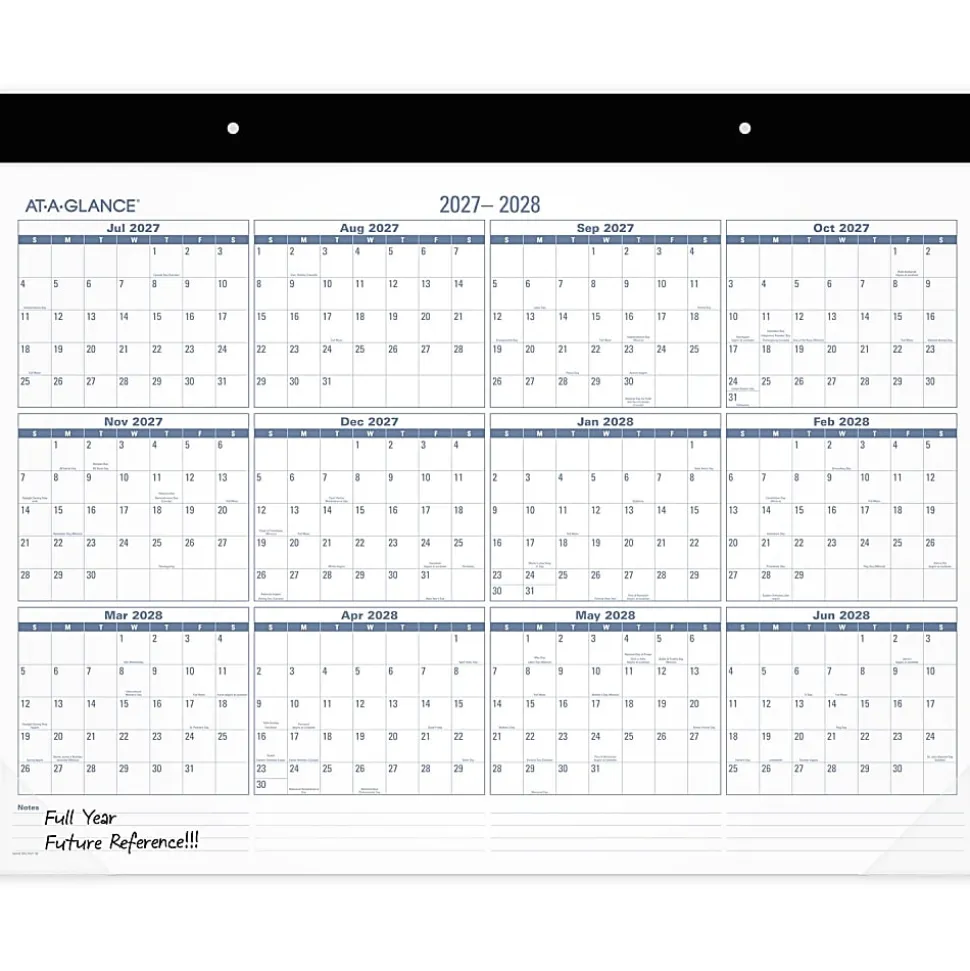 AT-A-GLANCE® Easy-to-Read Academic 2026-2027 Monthly Desk Pad Calendar, Standard, 21 3/4" x 17"
