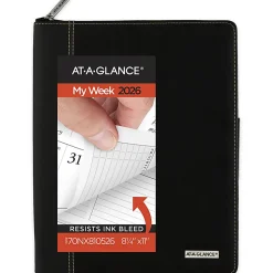 AT-A-GLANCE Executive® 2026 Weekly Monthly Appointment Book with Zipper, Black, Large, 8 1/4" x 11"