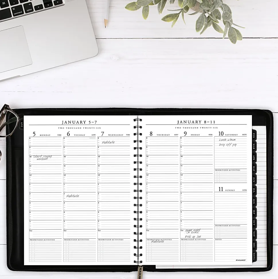 AT-A-GLANCE Executive® 2026 Weekly Monthly Appointment Book with Zipper, Black, Large, 8 1/4" x 11"