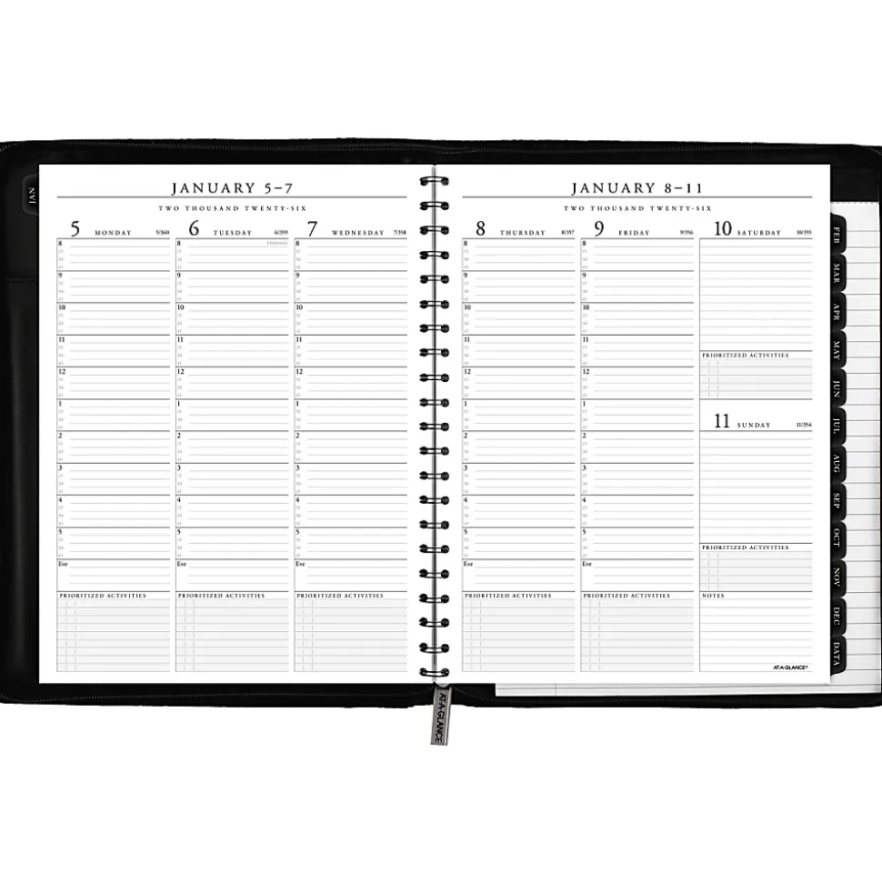AT-A-GLANCE Executive® 2026 Weekly Monthly Appointment Book with Zipper, Black, Large, 8 1/4" x 11"