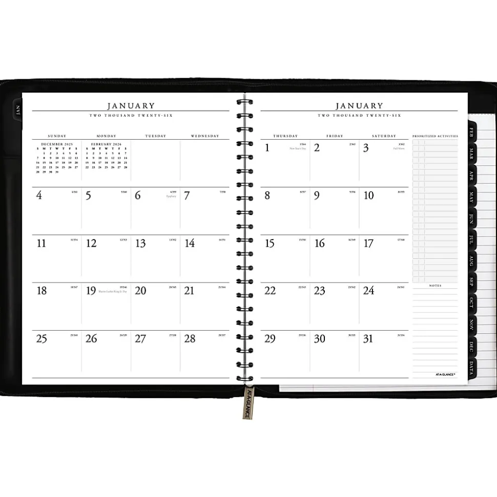AT-A-GLANCE Executive® 2026 Weekly Monthly Appointment Book with Zipper, Black, Large, 8 1/4" x 11"