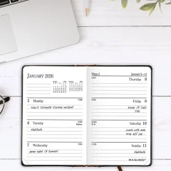 AT-A-GLANCE® Fine Diary® 2026 Weekly Monthly Diary, Black Brown, Pocket, 2 3/4