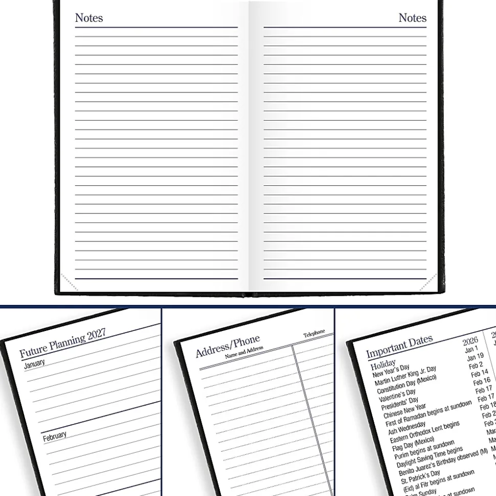 AT-A-GLANCE® Fine Diary® 2026 Weekly Monthly Diary, Black, Pocket, 2 3/4" x 4 1/4"