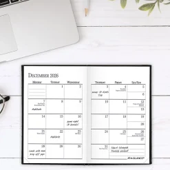 AT-A-GLANCE® Fine Diary® 2026 Weekly Monthly Diary, Black, Pocket, 2 3/4