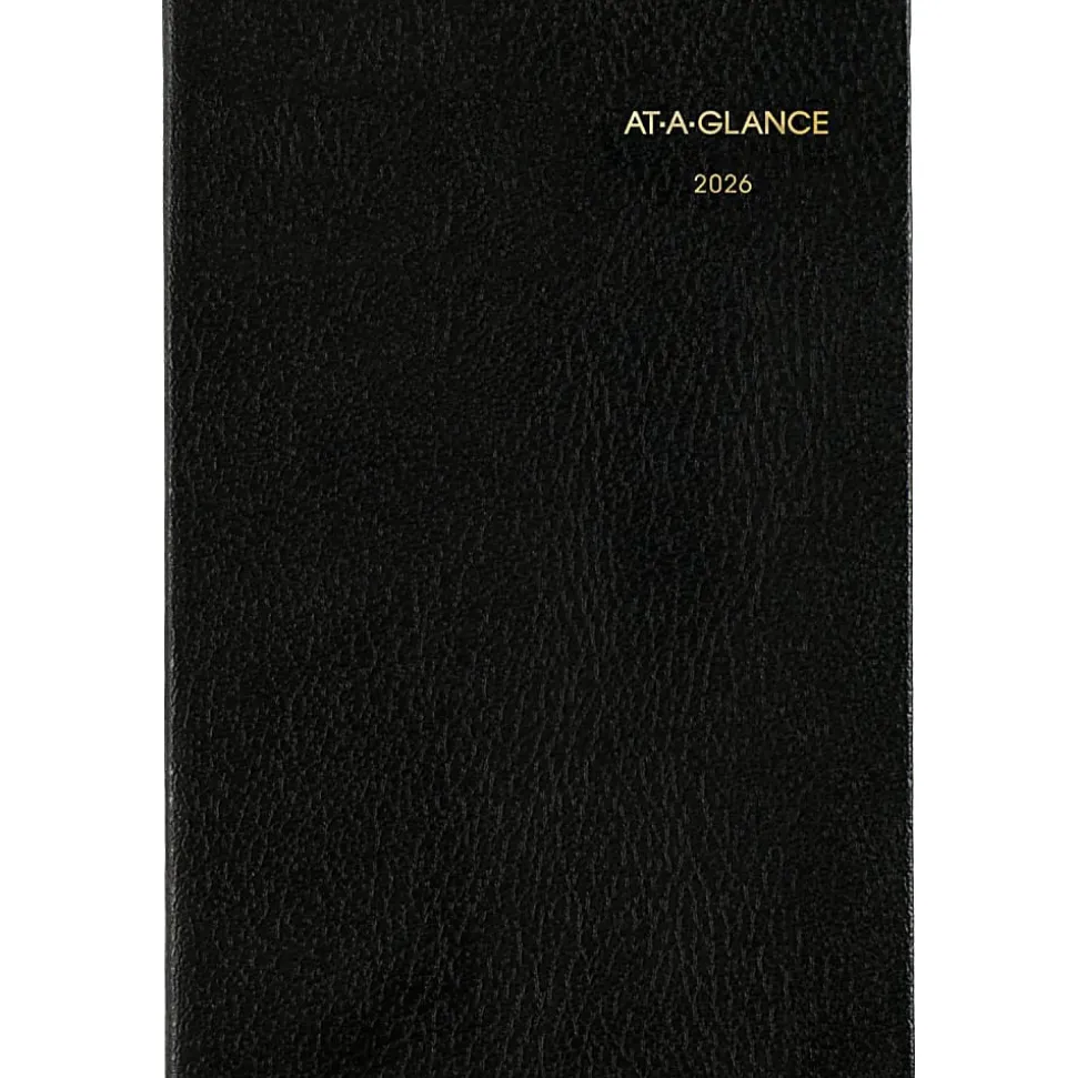 AT-A-GLANCE® Fine Diary® 2026 Weekly Monthly Diary, Black, Pocket, 2 3/4" x 4 1/4"