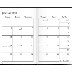 AT-A-GLANCE® Fine Diary® 2026 Weekly Monthly Diary, Black, Pocket, 2 3/4