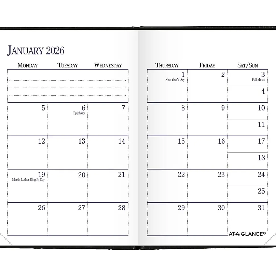 AT-A-GLANCE® Fine Diary® 2026 Weekly Monthly Diary, Black, Pocket, 2 3/4" x 4 1/4"