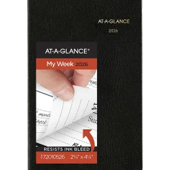 AT-A-GLANCE® Fine Diary® 2026 Weekly Monthly Diary, Black, Pocket, 2 3/4