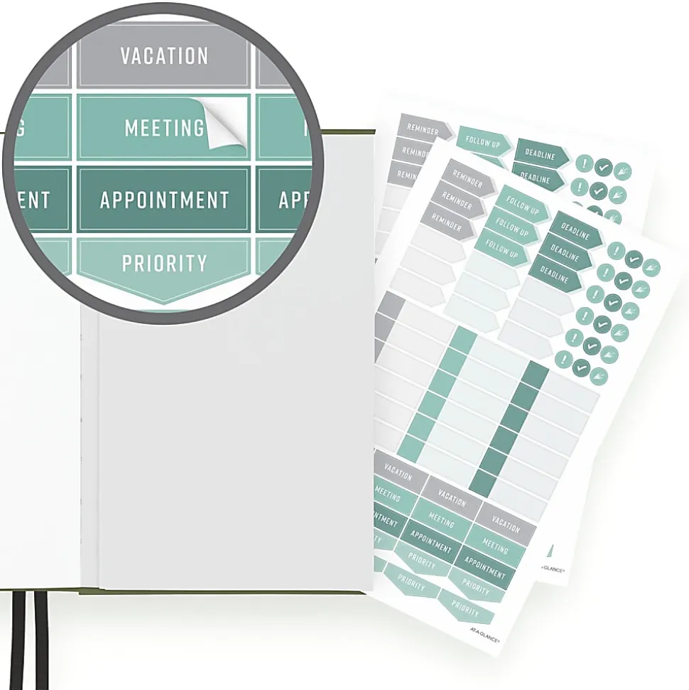 AT-A-GLANCE® FOUNDATION GOAL SETTING Undated Weekly Monthly Planner, Green, Small, 5 1/2" x 8 1/2"