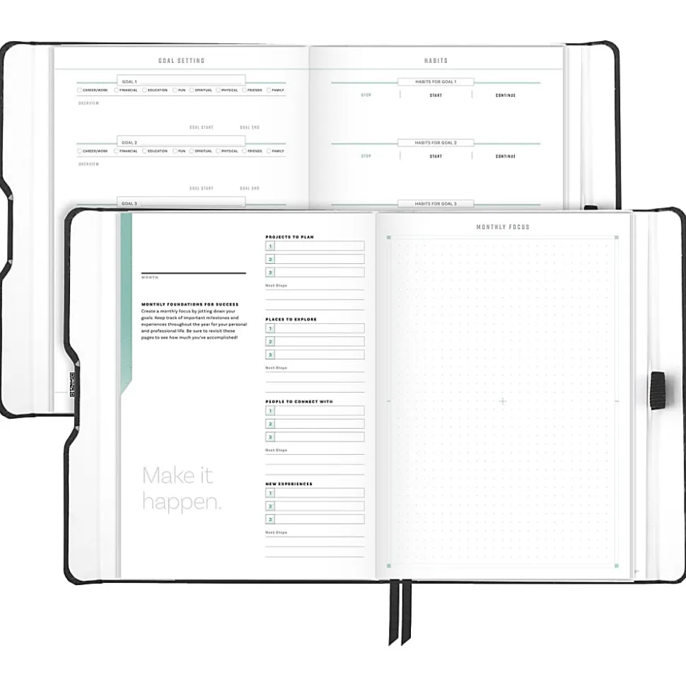 AT-A-GLANCE® FOUNDATION GOAL SETTING Undated Weekly Monthly Planner, Black, Small, 5 1/2" x 8 1/2"