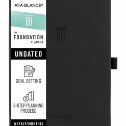 AT-A-GLANCE® Foundation Weekly/Monthly Planner, 5-1/2" x 8-1/2", Small, Black, Undated