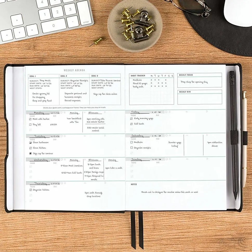 AT-A-GLANCE® Foundation Weekly/Monthly Planner, 5-1/2" x 8-1/2", Small, Black, Undated