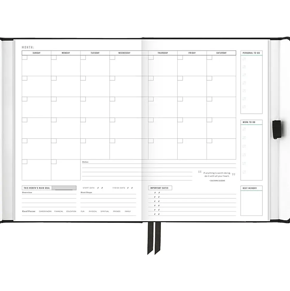 AT-A-GLANCE® Foundation Weekly/Monthly Planner, 5-1/2" x 8-1/2", Small, Black, Undated
