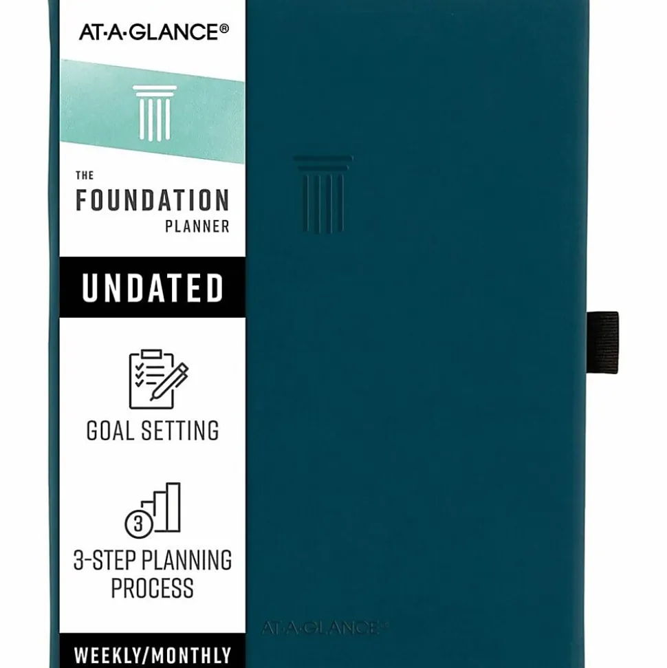 AT-A-GLANCE® Foundation Weekly/Monthly Planner, 5-1/2" x 8-1/2", Small, Blue, Undated