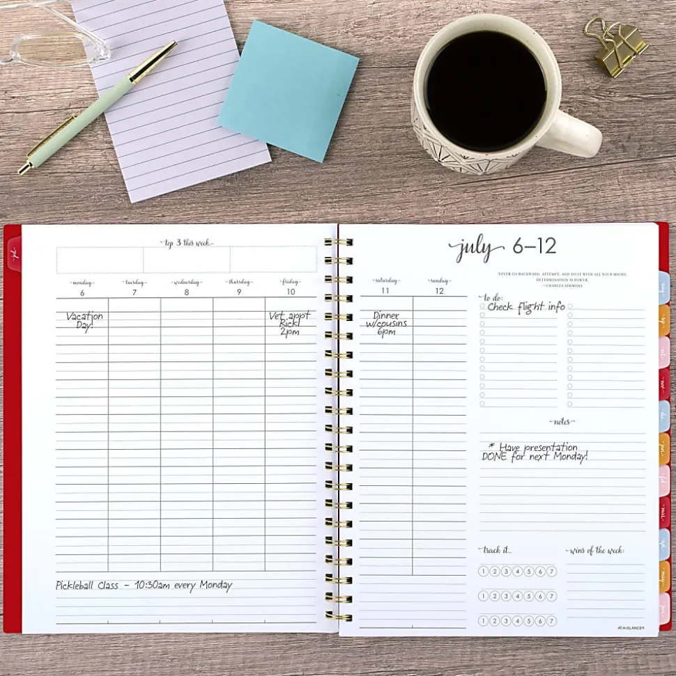 AT-A-GLANCE® Harmony Academic 2026-2027 Weekly Monthly Planner, Scarlet, Large, 8 1/2" x 11"