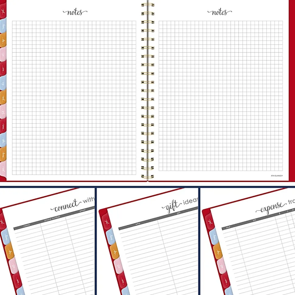 AT-A-GLANCE® Harmony Academic 2026-2027 Weekly Monthly Planner, Scarlet, Large, 8 1/2" x 11"