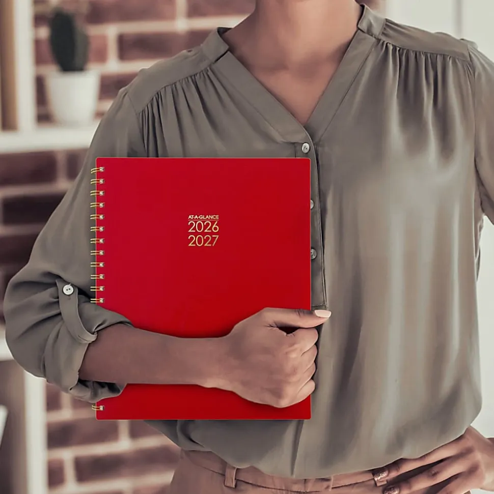 AT-A-GLANCE® Harmony Academic 2026-2027 Weekly Monthly Planner, Scarlet, Large, 8 1/2" x 11"