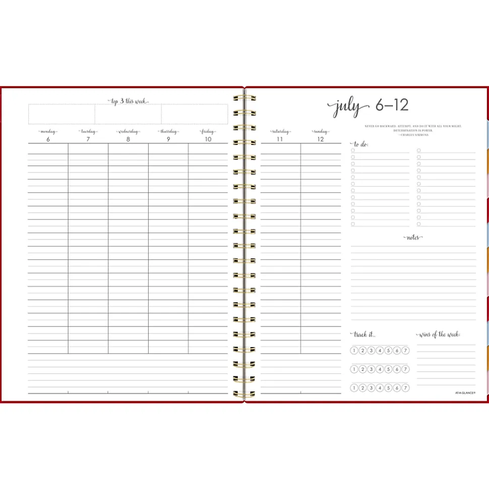 AT-A-GLANCE® Harmony Academic 2026-2027 Weekly Monthly Planner, Scarlet, Large, 8 1/2" x 11"