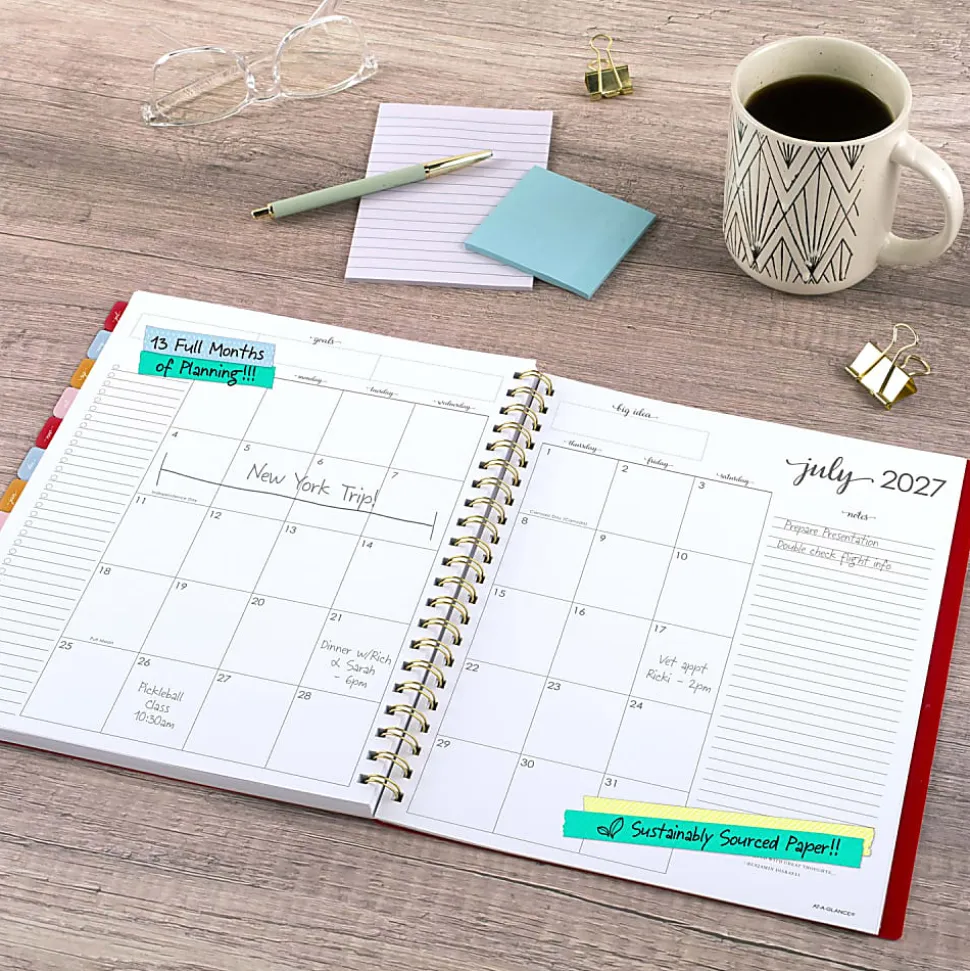 AT-A-GLANCE® Harmony Academic 2026-2027 Weekly Monthly Planner, Scarlet, Large, 8 1/2" x 11"