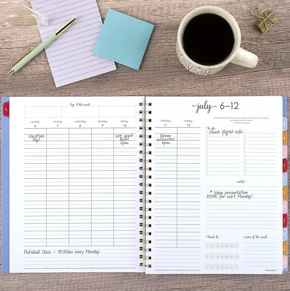 AT-A-GLANCE® Harmony Academic 2026-2027 Weekly Monthly Planner, Blue Aura, Large, 8 1/2" x 11"