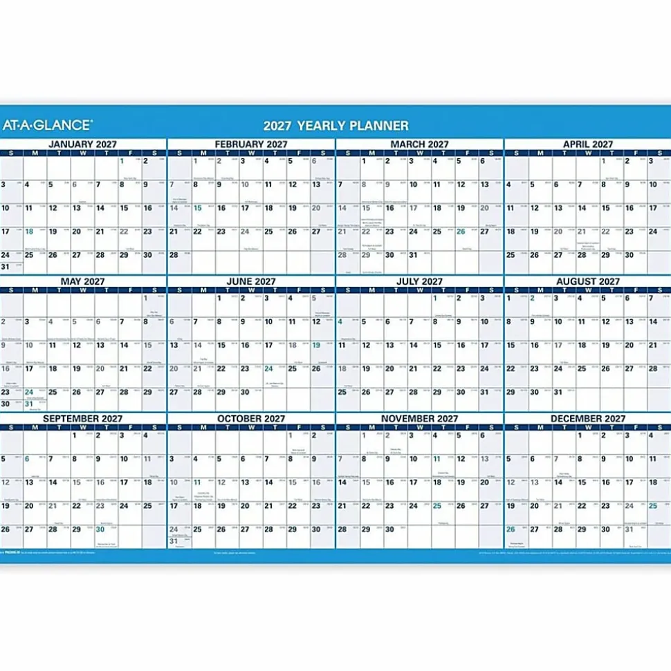AT-A-GLANCE® Horizontal Reversible Erasable Academic and Regular Year 2026-2027 Wall Calendar, Large, 36" x 24"