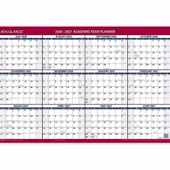 AT-A-GLANCE® Horizontal Reversible Erasable Academic and Regular Year 2026-2027 Wall Calendar, Large, 36