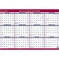 AT-A-GLANCE® Horizontal Reversible Erasable Academic and Regular Year 2026-2027 Wall Calendar, Large, 36