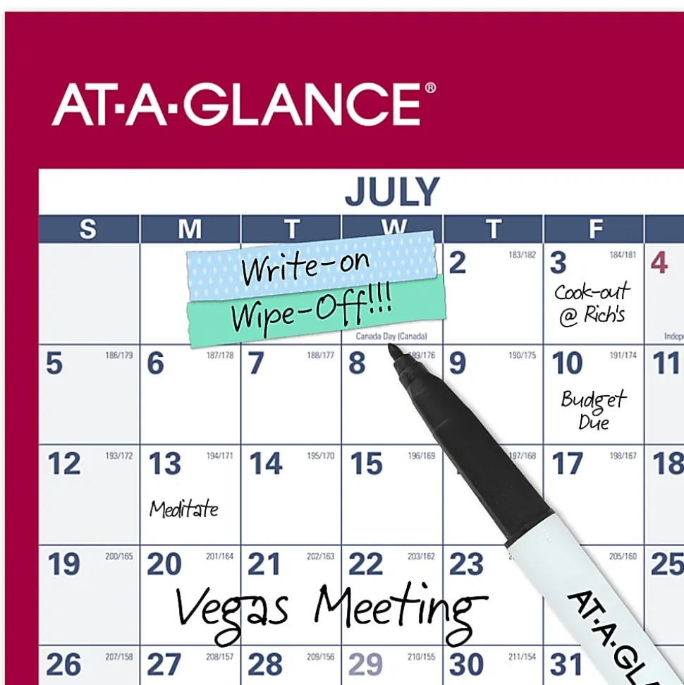 AT-A-GLANCE® Horizontal Reversible Erasable Academic and Regular Year 2026-2027 Wall Calendar, Extra Large, 48" x 32"